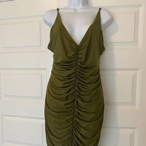 Fashionnova olive green midi dress